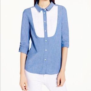 Kate Spade Chambray Bib Button Up Dress Shirt